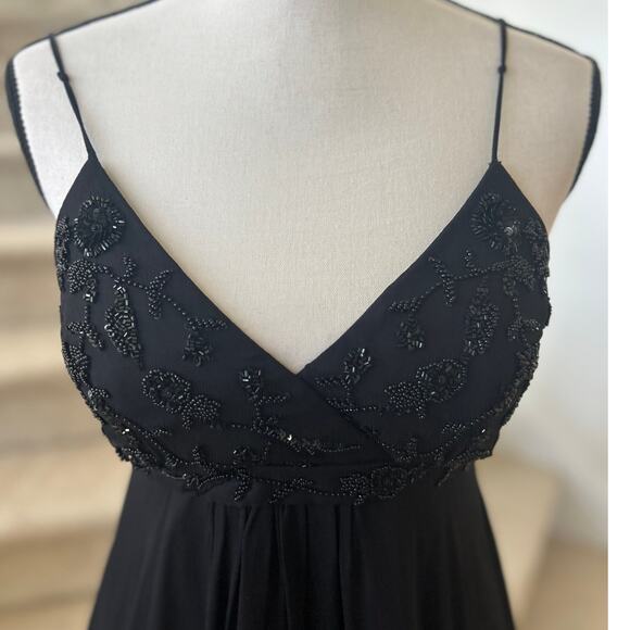 Vintage 90s Y2K Scala Silk Beaded Baby Doll High Low Cocktail Dress - Picture 5 of 11